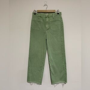 Eunina Women's Green Dawn Wide Leg Super High Rise Crop Jeans Size 29
